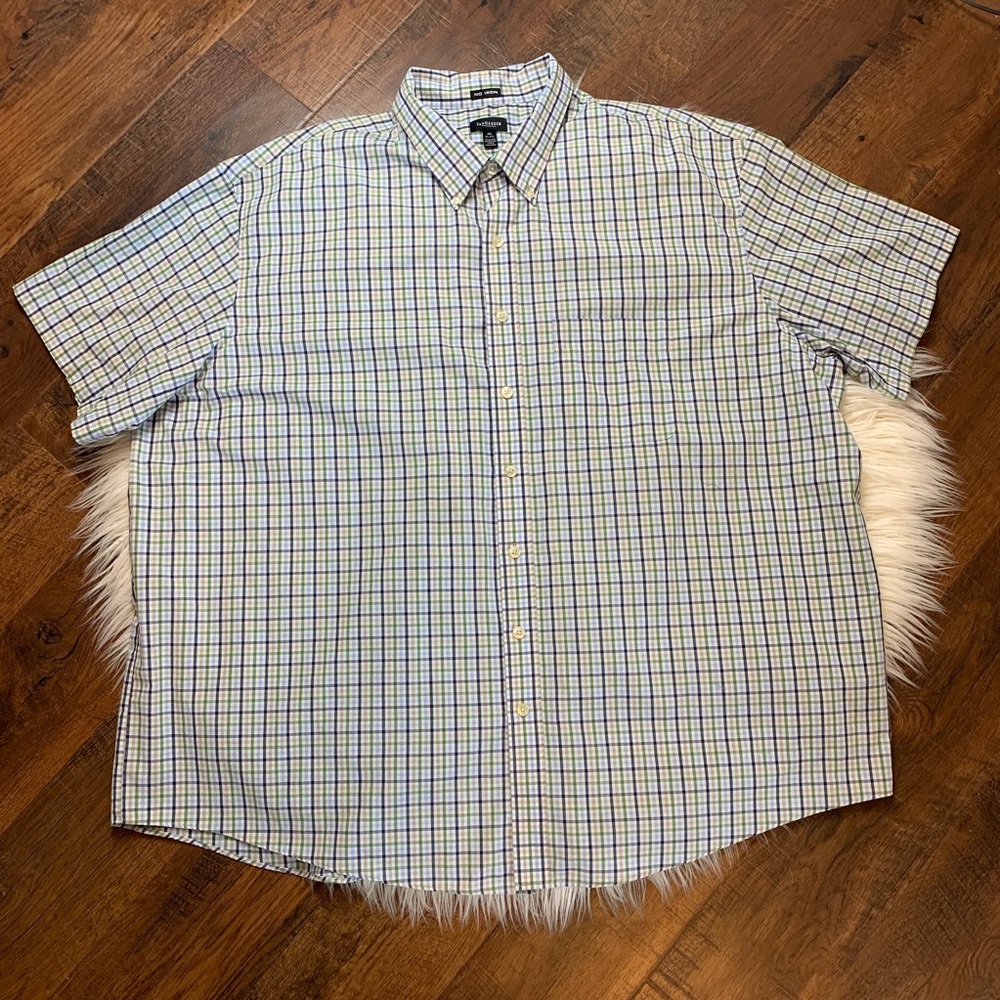 VanHeusen short sleeve shirt sz 4XL small plaid